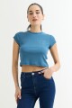 Remera crop top con estampa AZUL