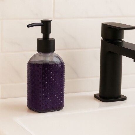 Dispensador de jabón de vidrio y base cuadrada 400ml NEGRO