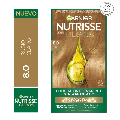 Tinta Garnier Nutrisse Oleos N°8.0 Rubio Claro Tinta Garnier Nutrisse Oleos N°8.0 Rubio Claro