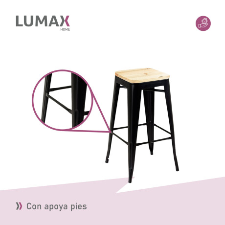 Taburete Tolix en metal y asiento de madera Negro