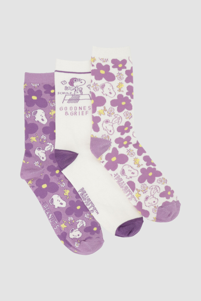 Pack x3 medias dama media caña  snoopy - Variante 26 