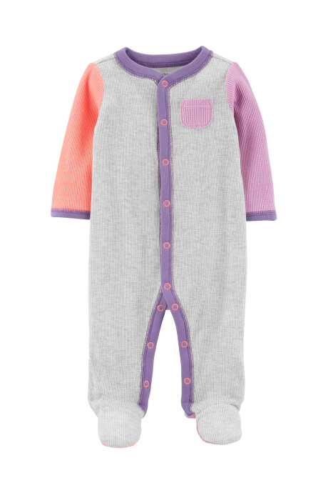 Pijama con Pie Colorblock de Algodón Sin color