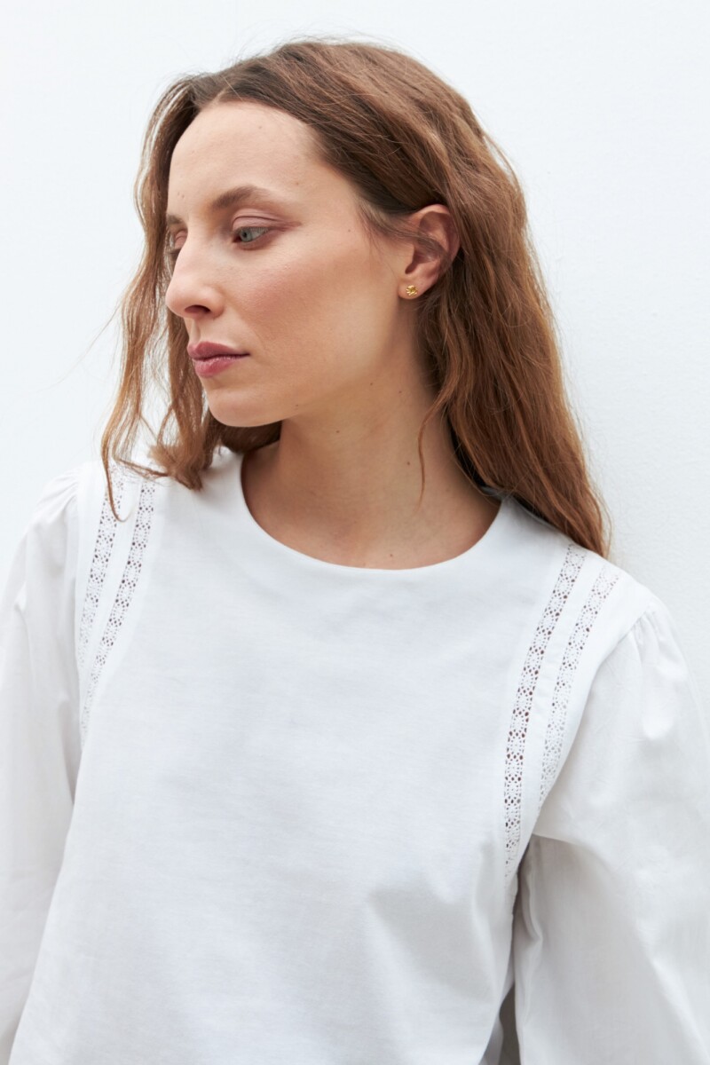 Remera con mangas poplin blanco