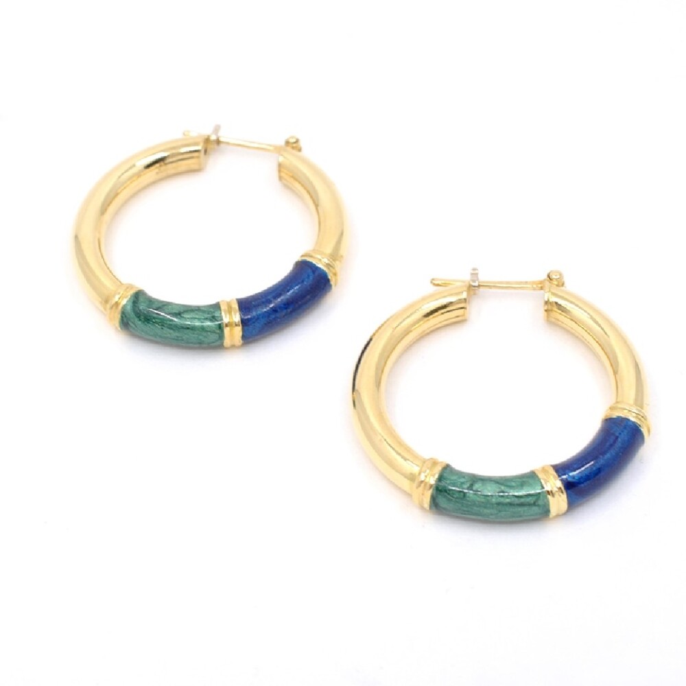 Aros En Oro 18K Con Esmalte En 2 Colores Aros En Oro 18K Con Esmalte En 2 Colores