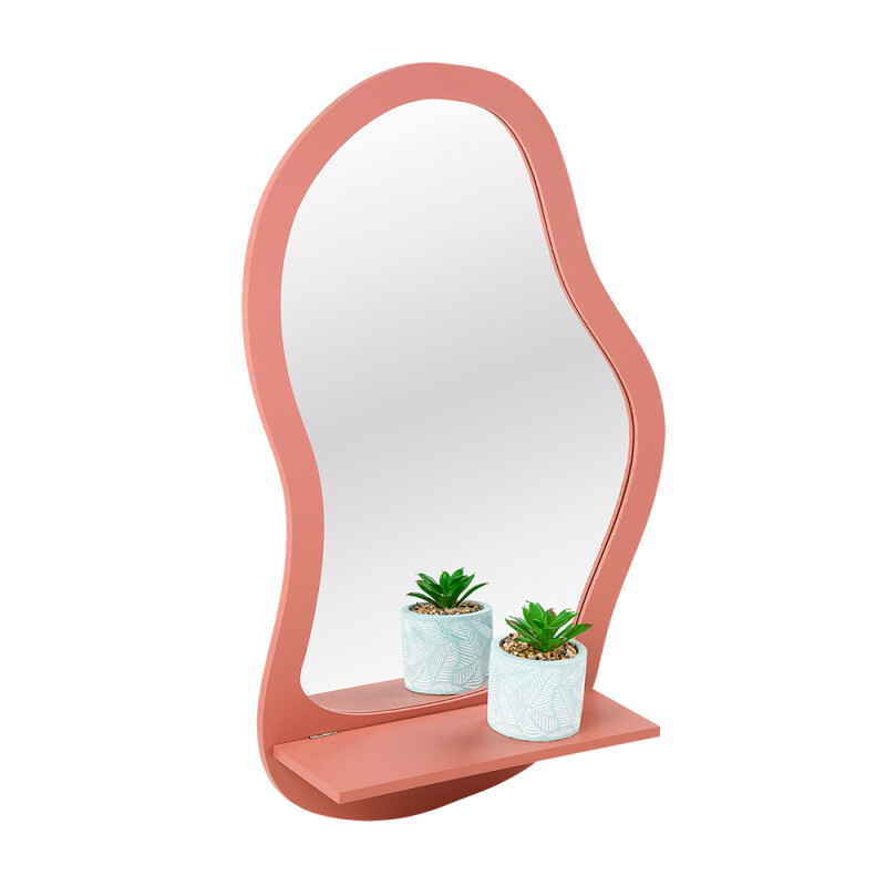 Espejo decorativo con estante Rosa
