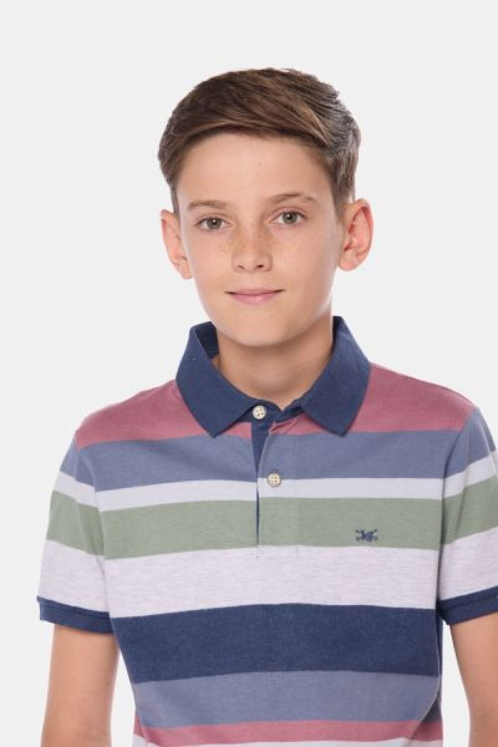 REMERA POLO RAYADA Rosado