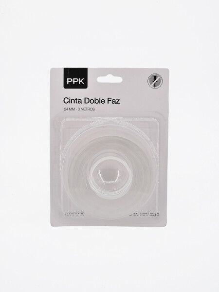 CINTA TRANSP DOBLE FAZ 24MM 3MTS TRANSPARENTE.