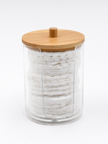 ORGANIZADOR DISCOS ALGODÓN C/BAMBU TRANSPARENTE