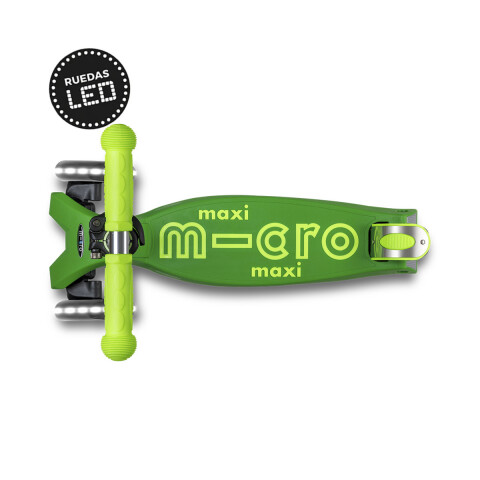 Monopatín Micro Maxi Plegable Neón LED Ajustable con 3 Ruedas VERDE