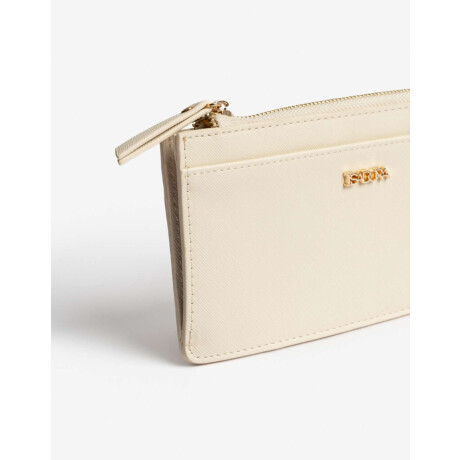 Billetera Fichero Rectangular Con Cierre Blanco Crudo