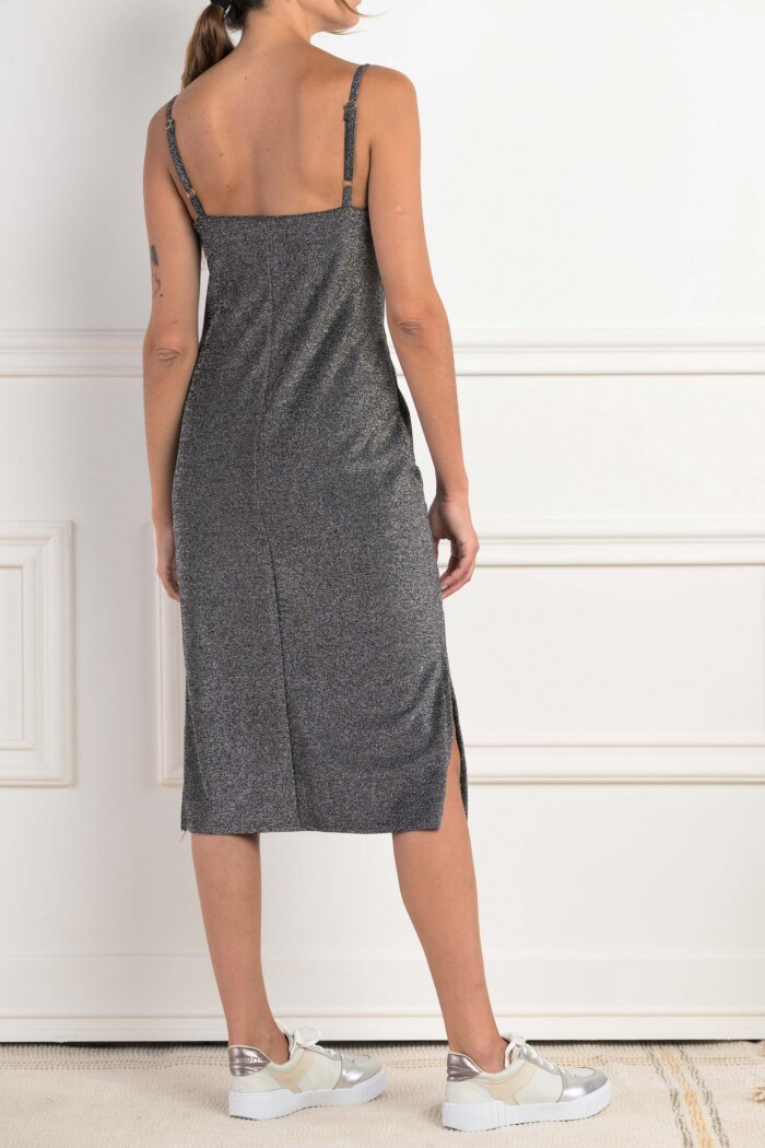 Vestido Lurex Midi Negro