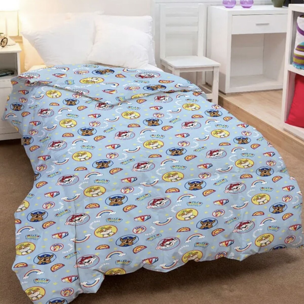 Acolchado Nickelodeon Infantil 1 Plaza Paw Patrol Celeste 