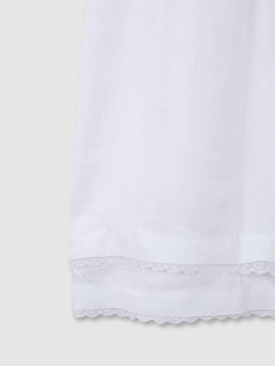 Vestido Largo Con Tiras Bordadas Blanco