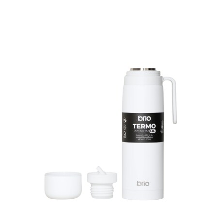 Termo brio premium 1 litro con pico cebador en acero inox Blanco