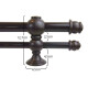 Barrote cortina doble de metal 1,5 m + 2 Soportes MARRON OSCURO