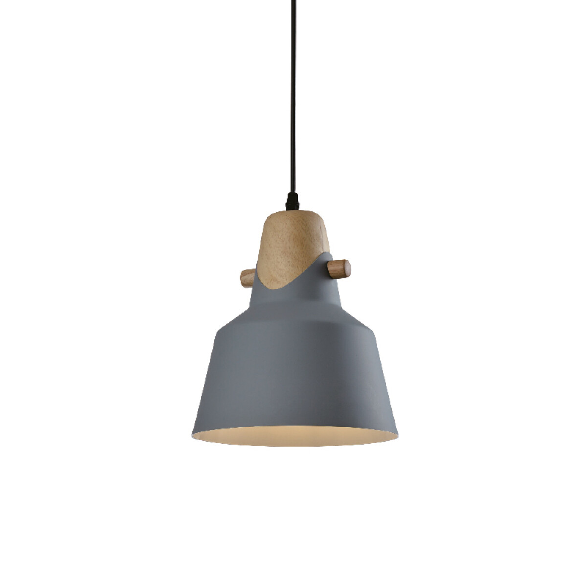 Lámpara colgante metal gris y madera 1xE27 Ø22,5cm - IX9050 