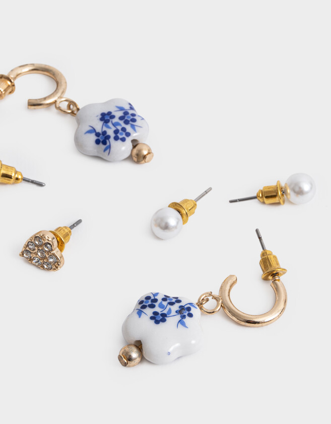 Aros Sets Azul Set De Aros Por 3 - Dorado
