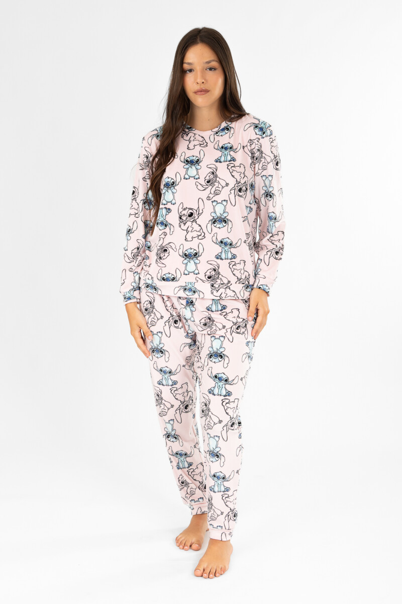 Pijama stitch velour Rosado