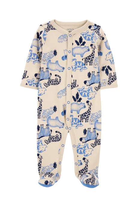 Pijama una pieza de algodón con pie diseño safari Sin color