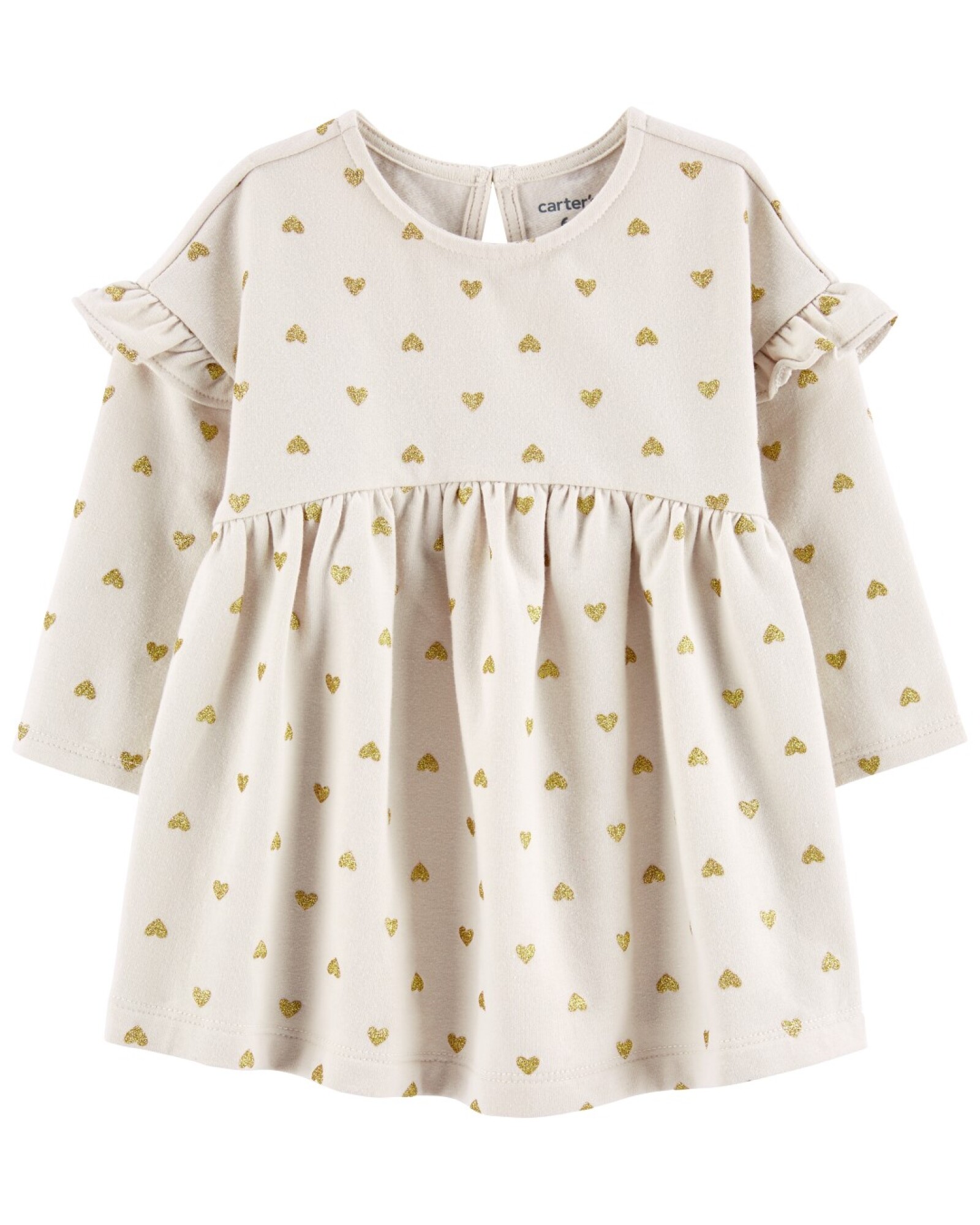 Vestido de algodón con volados diseño corazones Sin color