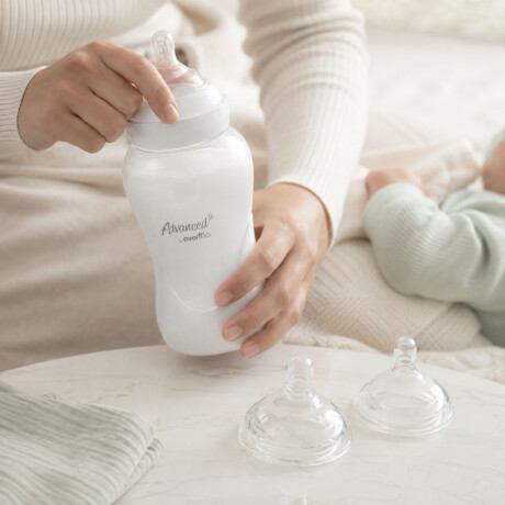 Set Evenflo Mamadera Anticólicos 270Ml+2 Tetinas Flujo Medio Blanco