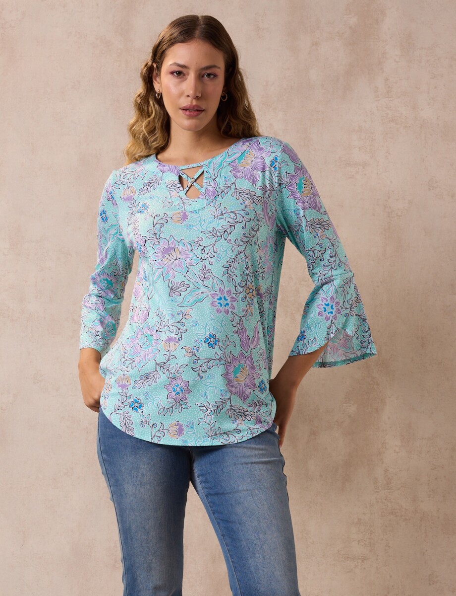 Blusa Print - Verde Agua/multi 
