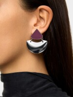 Pendientes Largos De Esmalte burdeos
