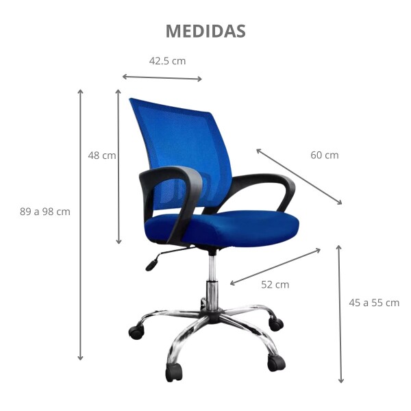 Silla de Escritorio Ergonómica Silla de Oficina Tapizado Mesh Azul Silla de Escritorio Ergonómica Silla de Oficina Tapizado Mesh Azul