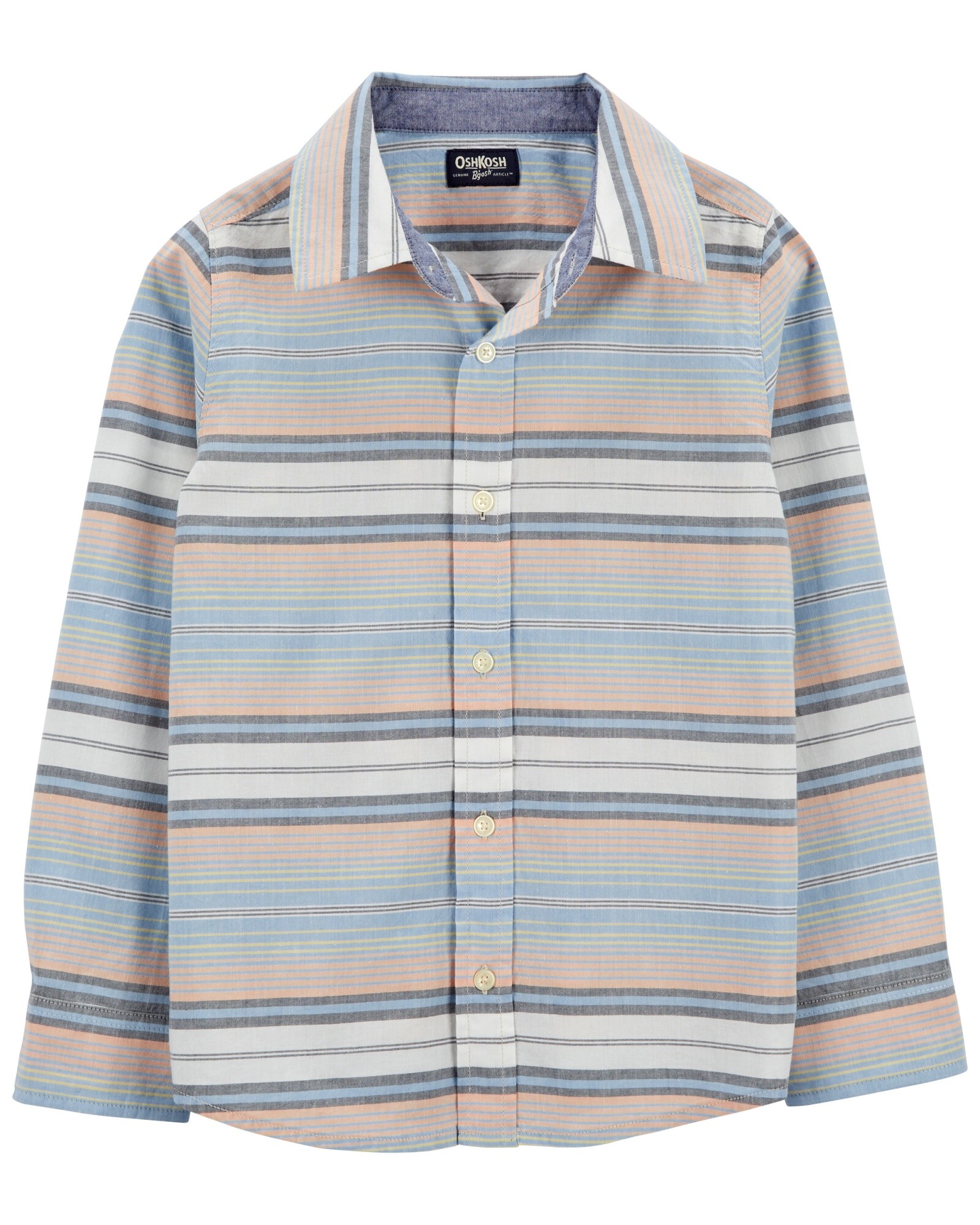 Camisa de algodón manga larga diseño a rayas Sin color