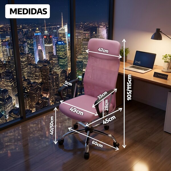 Silla de escritorio Oficina Sillon Ejecutiva Ergonomica giratoria Tela Mesh IMBACK Color Rosa Claro Silla de escritorio Oficina Sillon Ejecutiva Ergonomica giratoria Tela Mesh IMBACK Color Rosa Claro