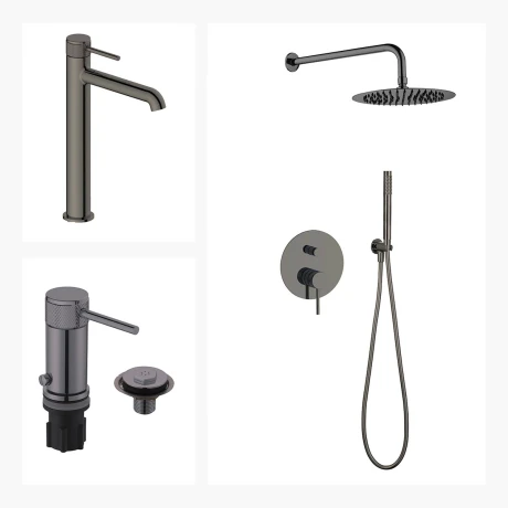 Juego De Griferia Incluye Lavatorio Alto,Bidet Y Ducha Embutida 000