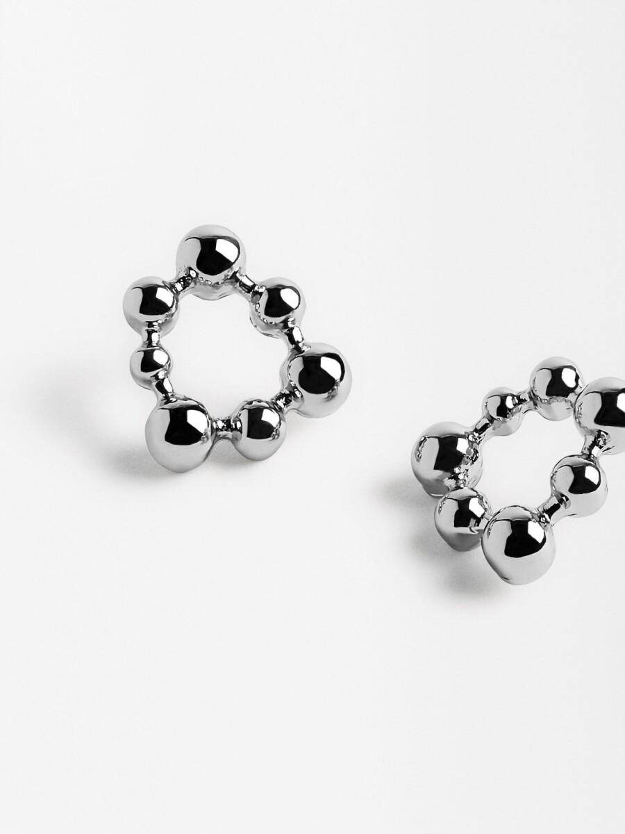 Pendientes De Aro Con Esferas plateado