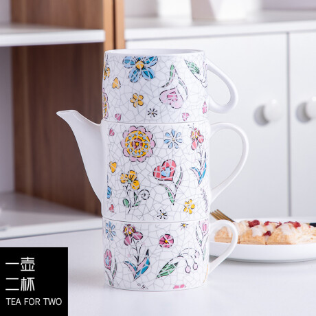 Juego De Té Mosaico Flores En Tallo