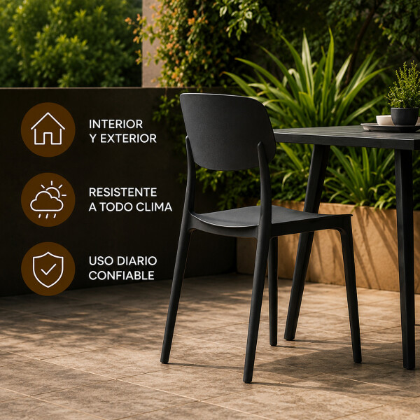 Silla Comedor X2 Combohome Venecia Polipropileno Premium Negro 1
