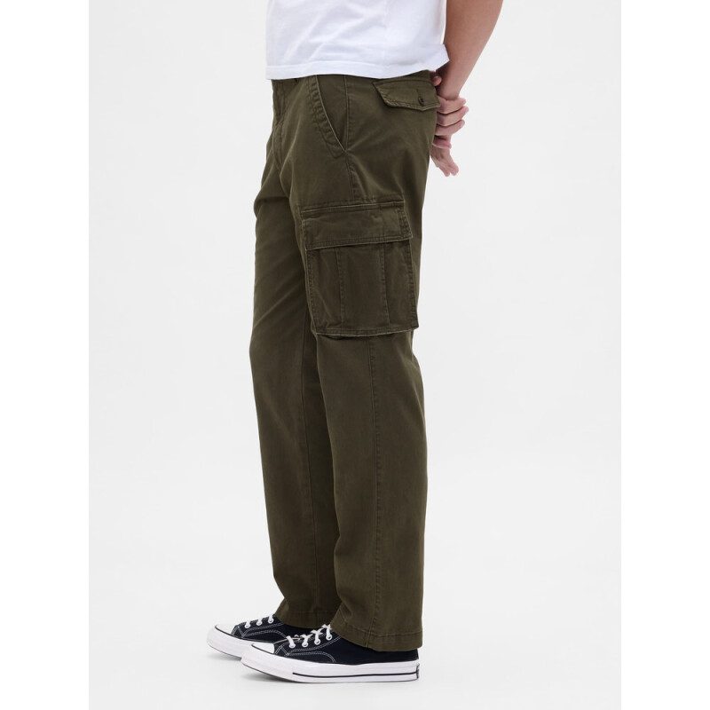 V-STRAIGHT CARGO PANT BLACK MOSS