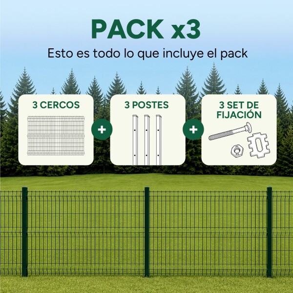 Cerco Reja Perimetral 7,5 x 1,83 m con Postes y Grampas Verde
