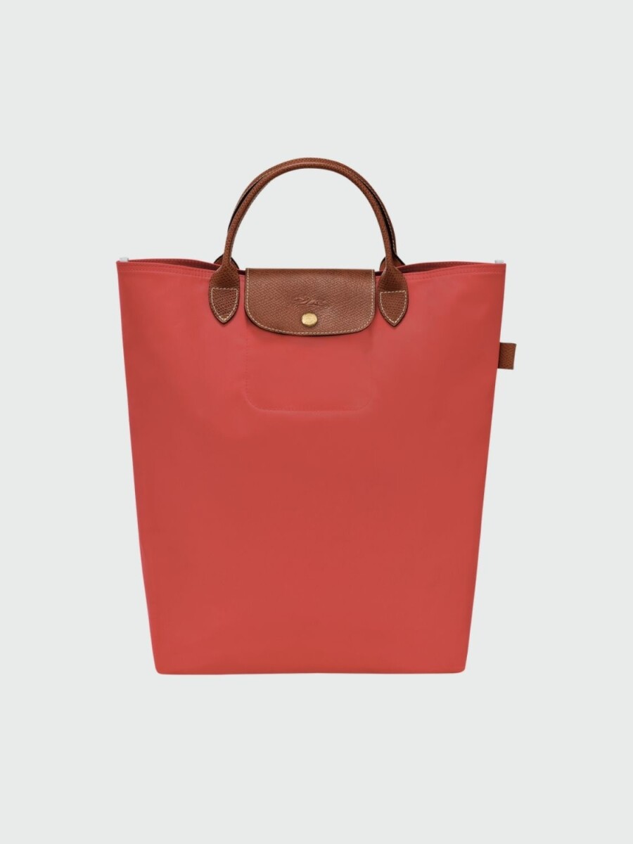 Longchamp - Cartera Tote plegable, de nylon y asa corta, Le pliage M - Tomate 