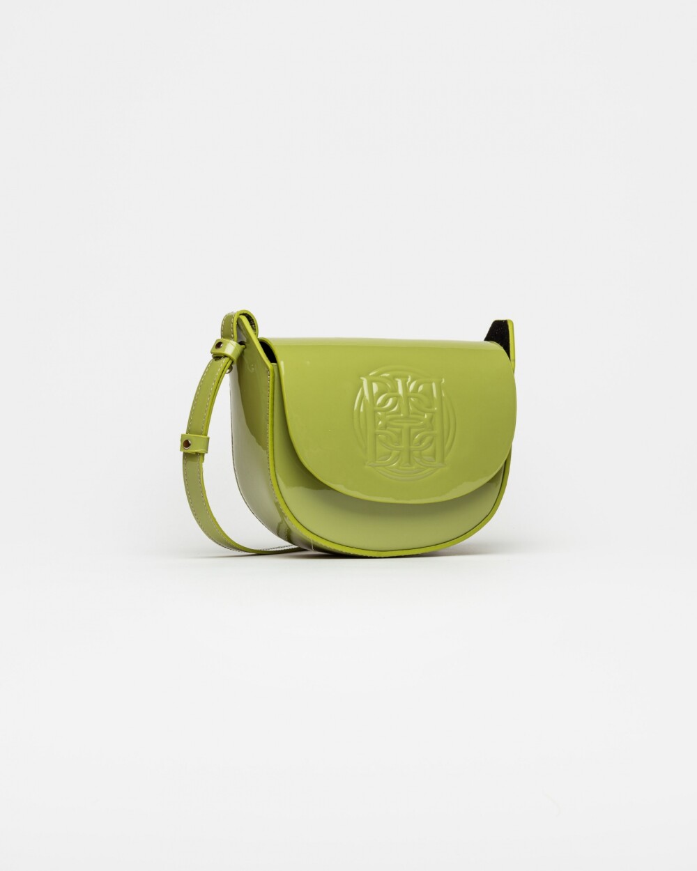 Mini bag Aura en cuero charol Moss