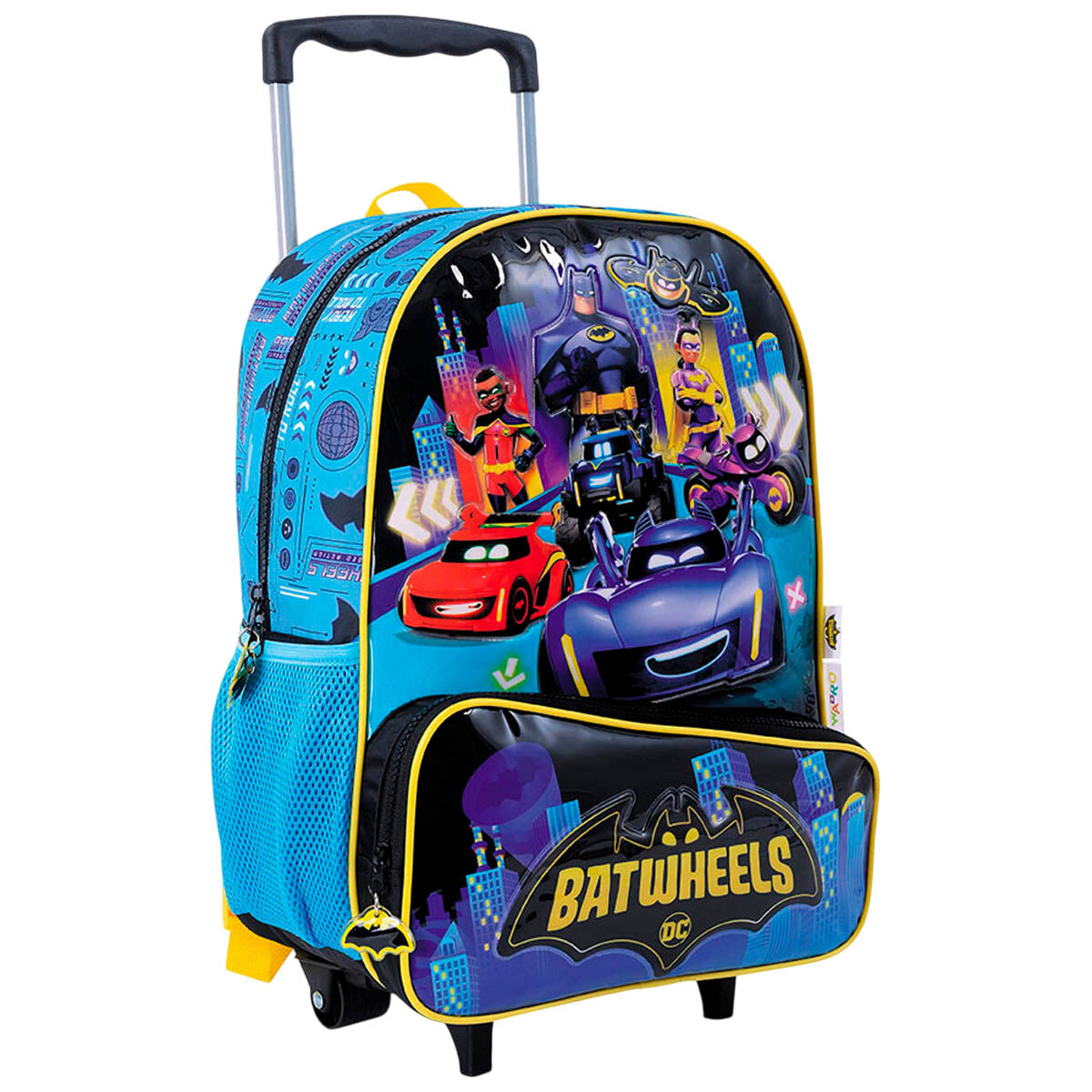 Mochila Infantil Batwheels C/carro 30cm Escolar - Celeste 
