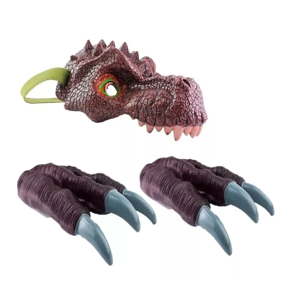 Set Disfraz Máscara y Garras de Dinosaurio T-Rex para Niños - Chocolate 