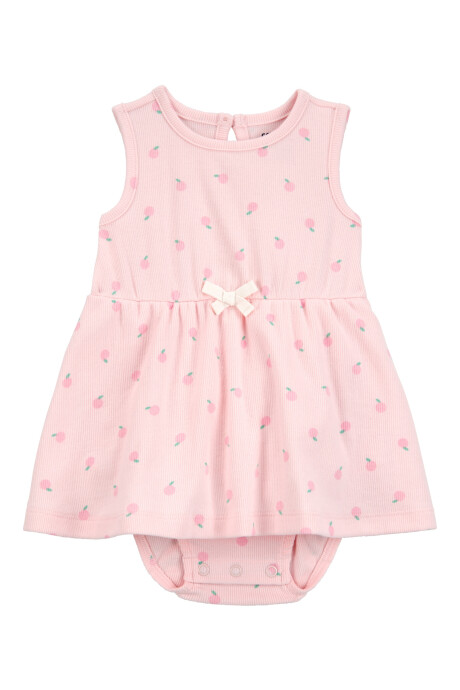 Vestido de algodón acanalado, diseño durazno Sin color