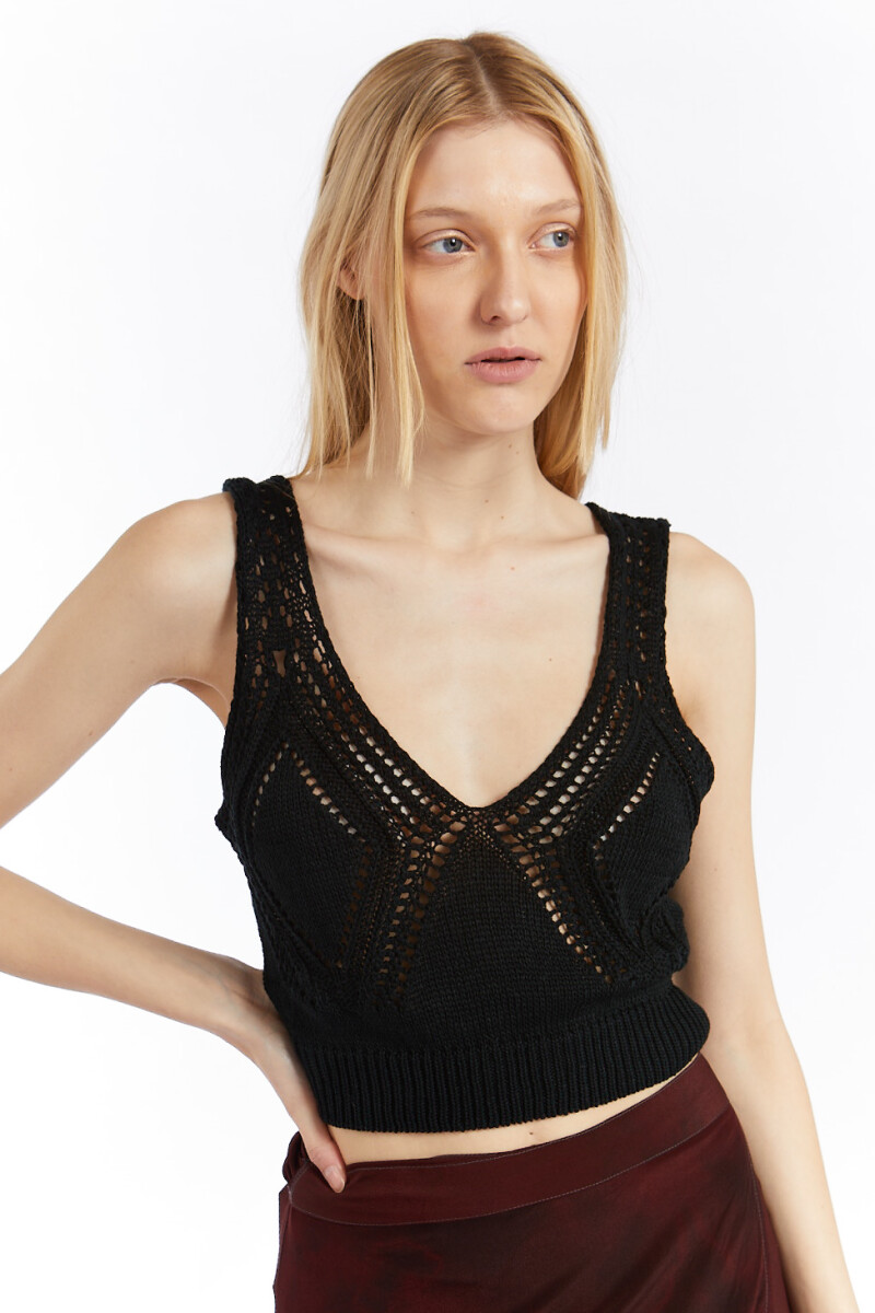 KNIT TOP Negro