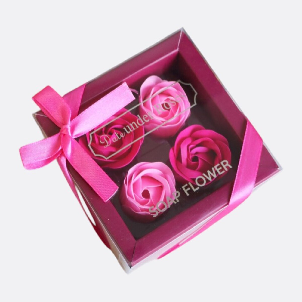 Set Arreglo De Jabones Diseño Rosas x4 - Fucsia/Rosa 