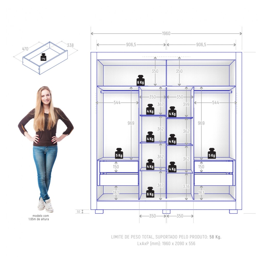 Ropero 2 Puertas Corredizas - Titanium Cinamomo