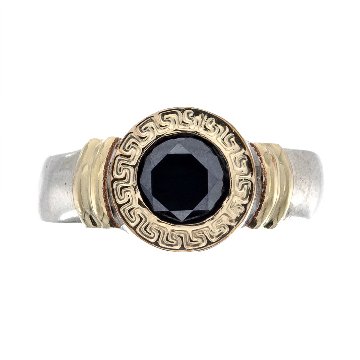 Anillo de plata 925 ,double con circonia y guarda griega 