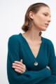 Cardigan con botones verde petroleo