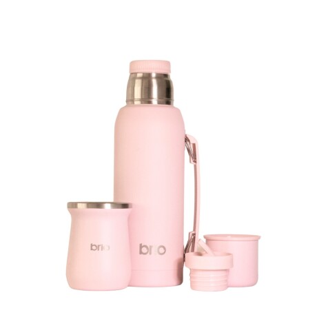 Set De Termo 1 Litro Y Mate Diseño Clásico brio Acero Inox Rosa