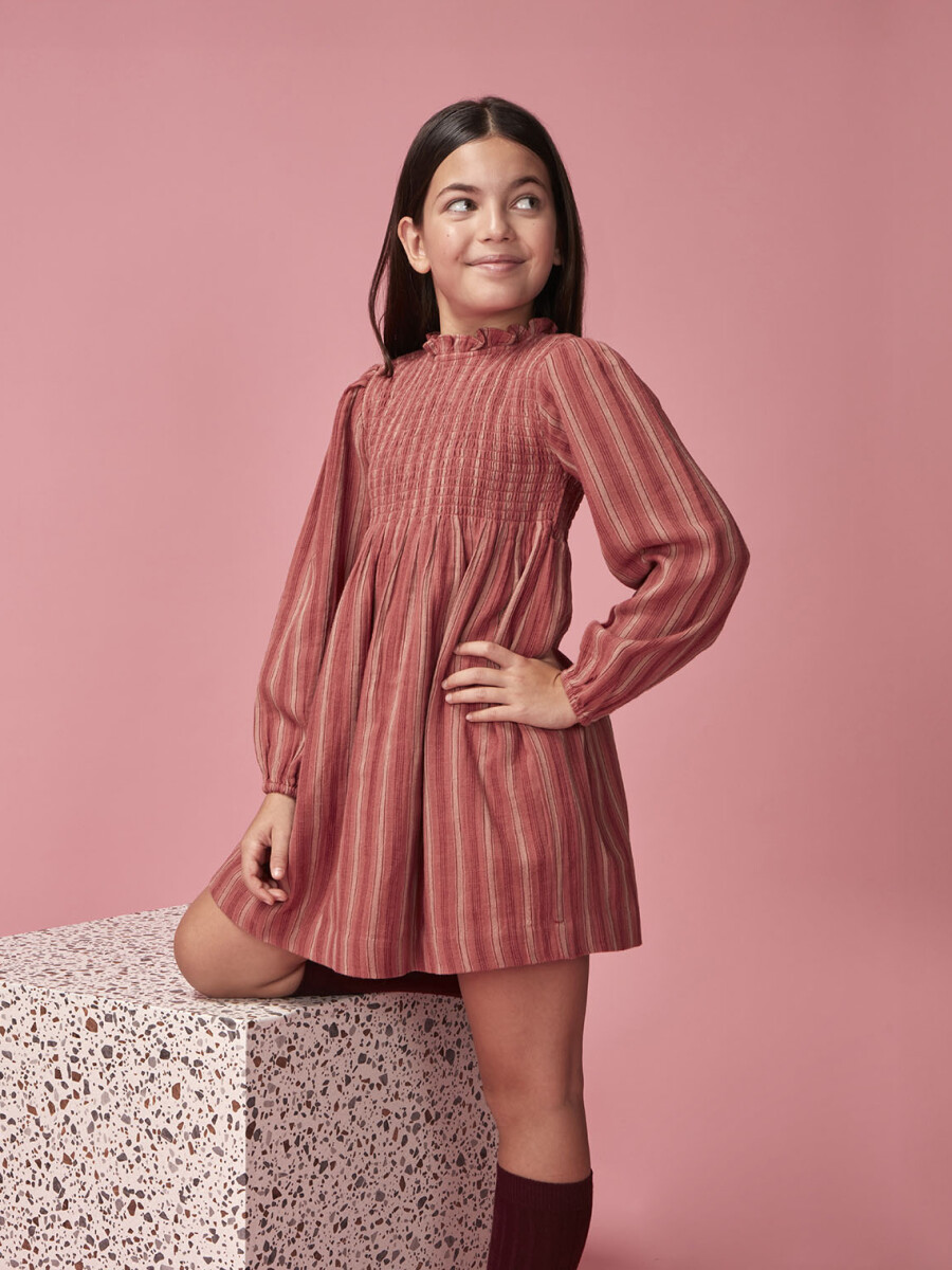 Vestido De Rayas Engomado Cereza