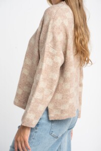 Sweater Intarsia Cuadros Rosa Viejo