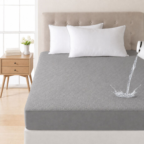 Protector Cubre Colchón Pillow Impermeable 200x200cm Gris